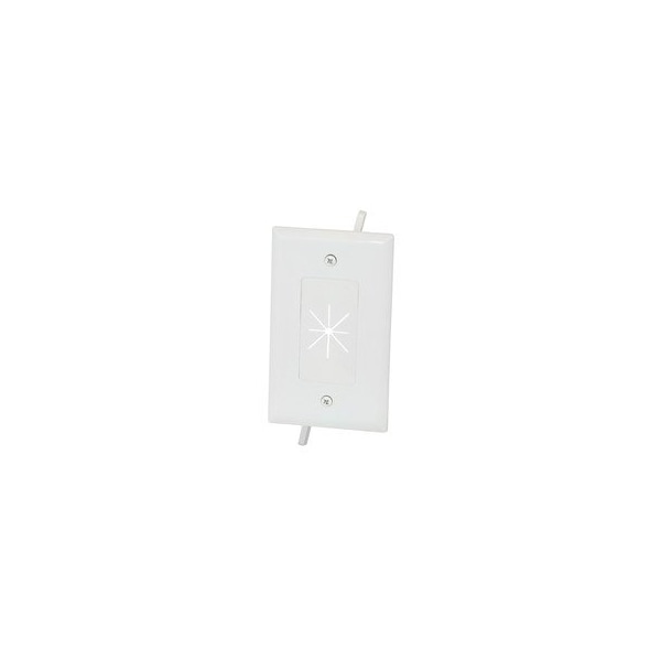 Cable Wholesale Easy Mount Series Single Gang Cable Passthrough Wall Plate with Flexible Opening, White 45-0014-WH - main